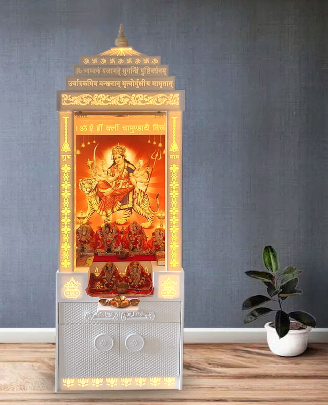 3D Corian Sherawali Mata Puja Mandir with Printed  | Sehrawat Brothers