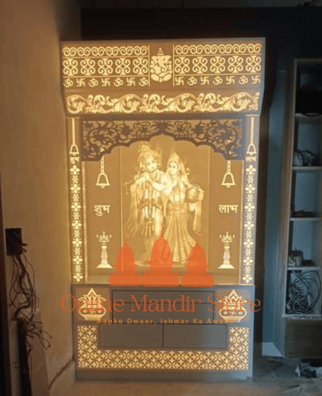 Radha Krishan Devotion Full Corian Mandir with Backlight