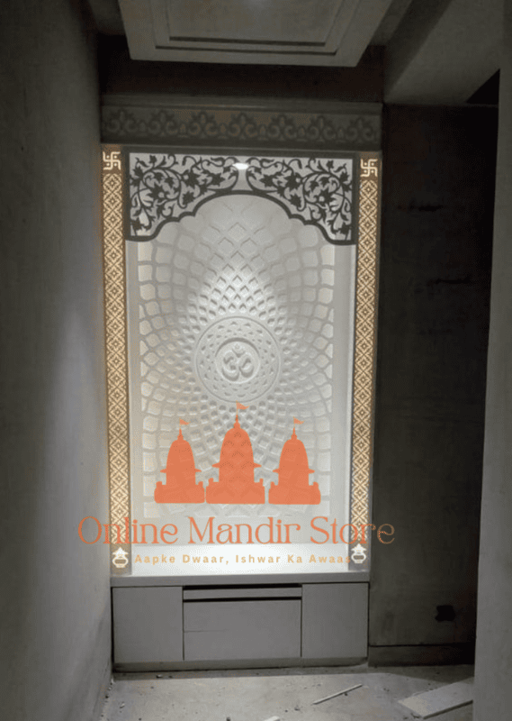 Serenity Glow Full Corian Mandir with Backlight Serenity Glow Full Corian Mandir with Backlight