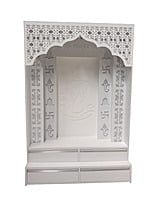 3D Corian Ganesh Ji Puja Mandir With WPC Pillar & Drawer