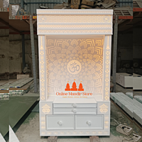 Premium Corian Mandir with 3D Design and LED Lighting Premium Corian Mandir with 3D Design and LED Lighting